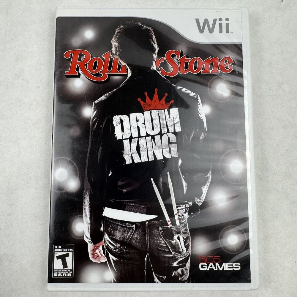 Rolling Stone Drum King Wii Game Complete Manual Case 505 Games T-Teen Air Drum
